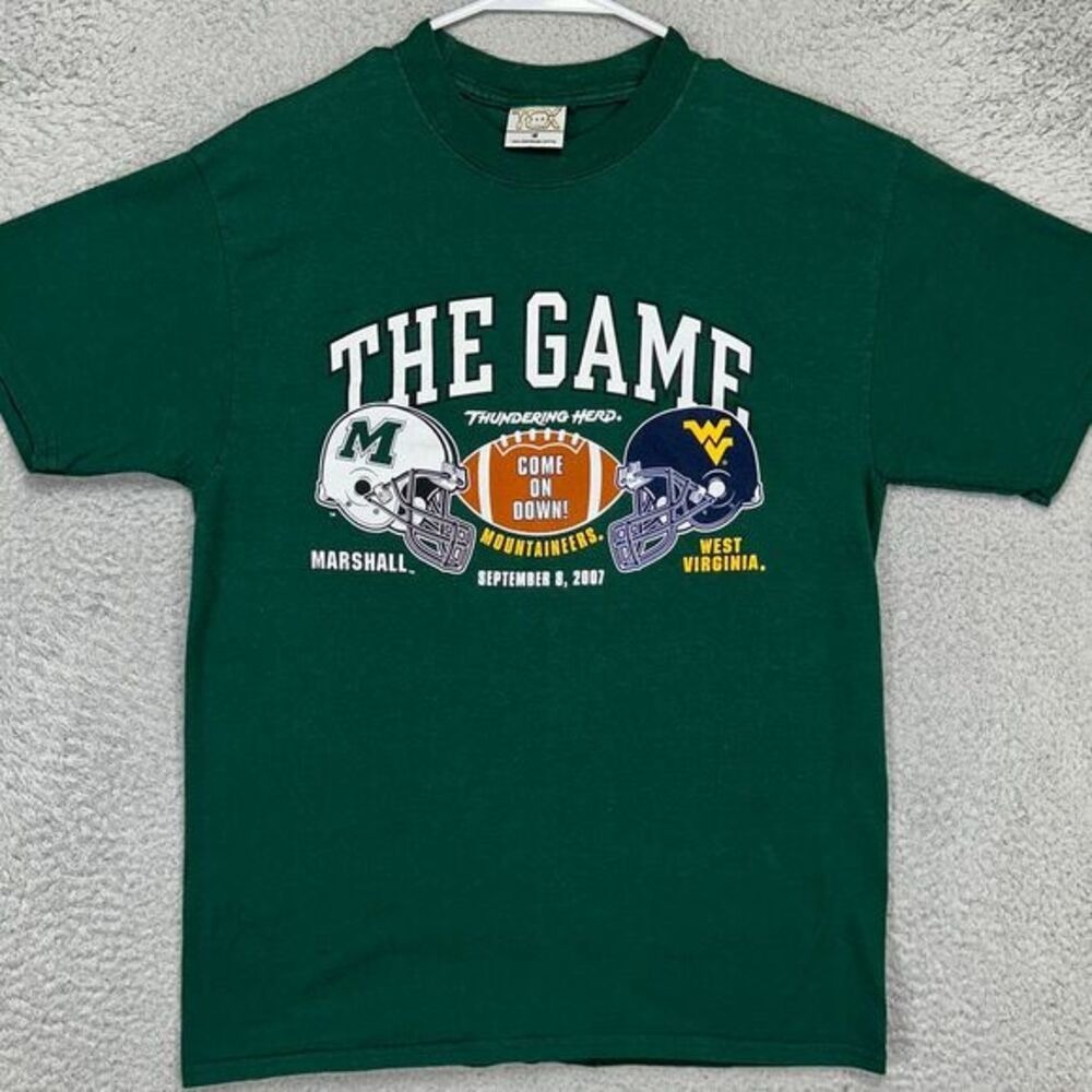 Marshall West Virginia T-Shirt Mens Medium Green NCAA Football TCX Apparel EUC